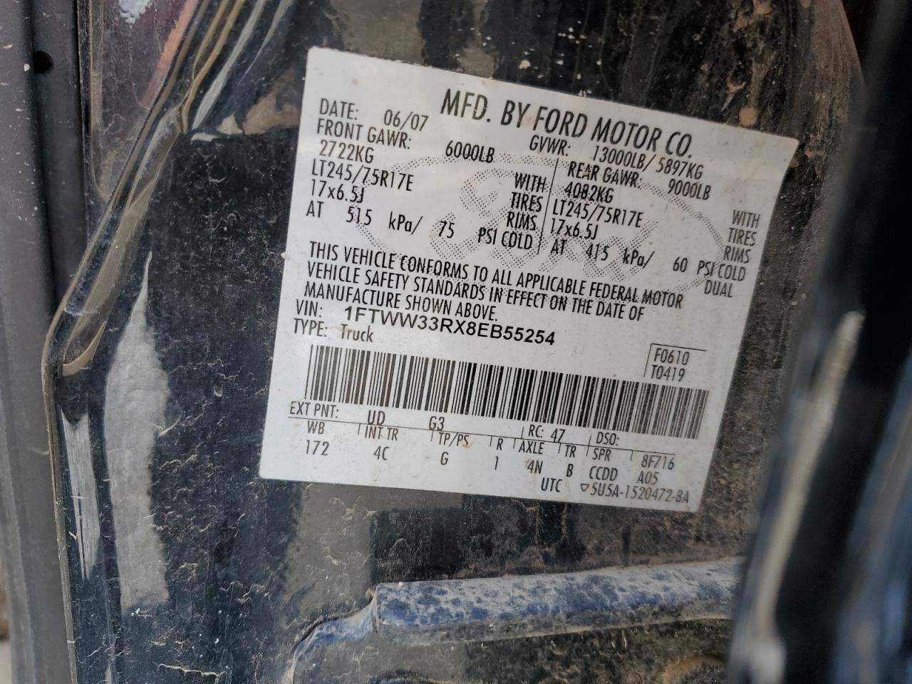 1FTWW33RX8EB55254 2008 Ford F350 Super Duty