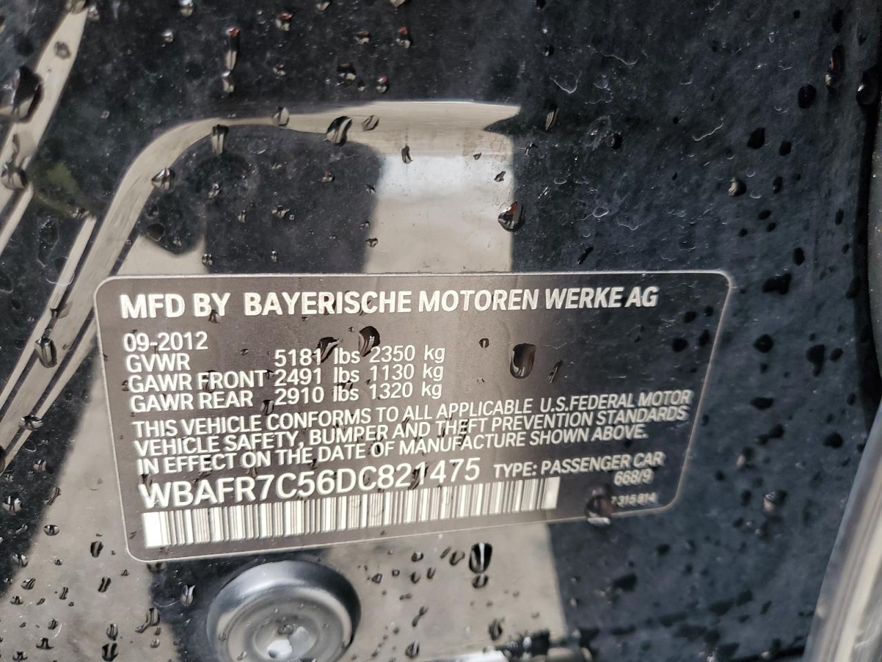 WBAFR7C56DC821475 2013 BMW 535 I