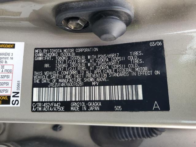 2006 Toyota 4Runner Sr5 VIN: JTEZU14R760076281 Lot: 60611634