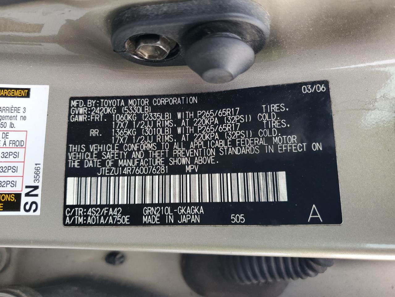 JTEZU14R760076281 2006 Toyota 4Runner Sr5