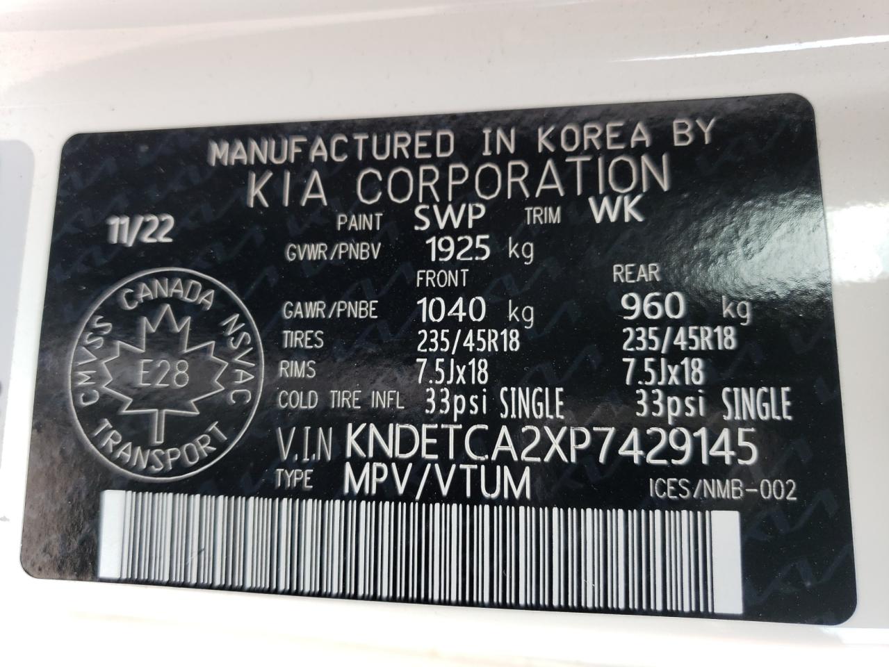 KNDETCA2XP7429145 2023 Kia Seltos Sx