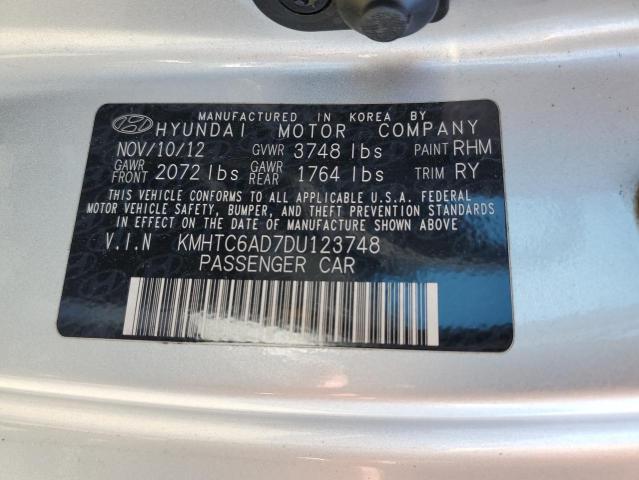 2013 Hyundai Veloster VIN: KMHTC6AD7DU123748 Lot: 58790494