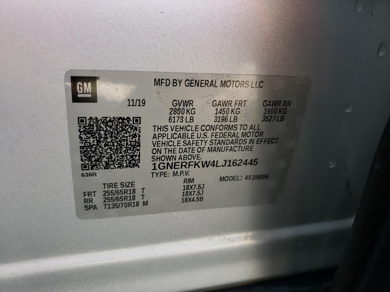 1GNERFKW4LJ162445 2020 Chevrolet Traverse Ls