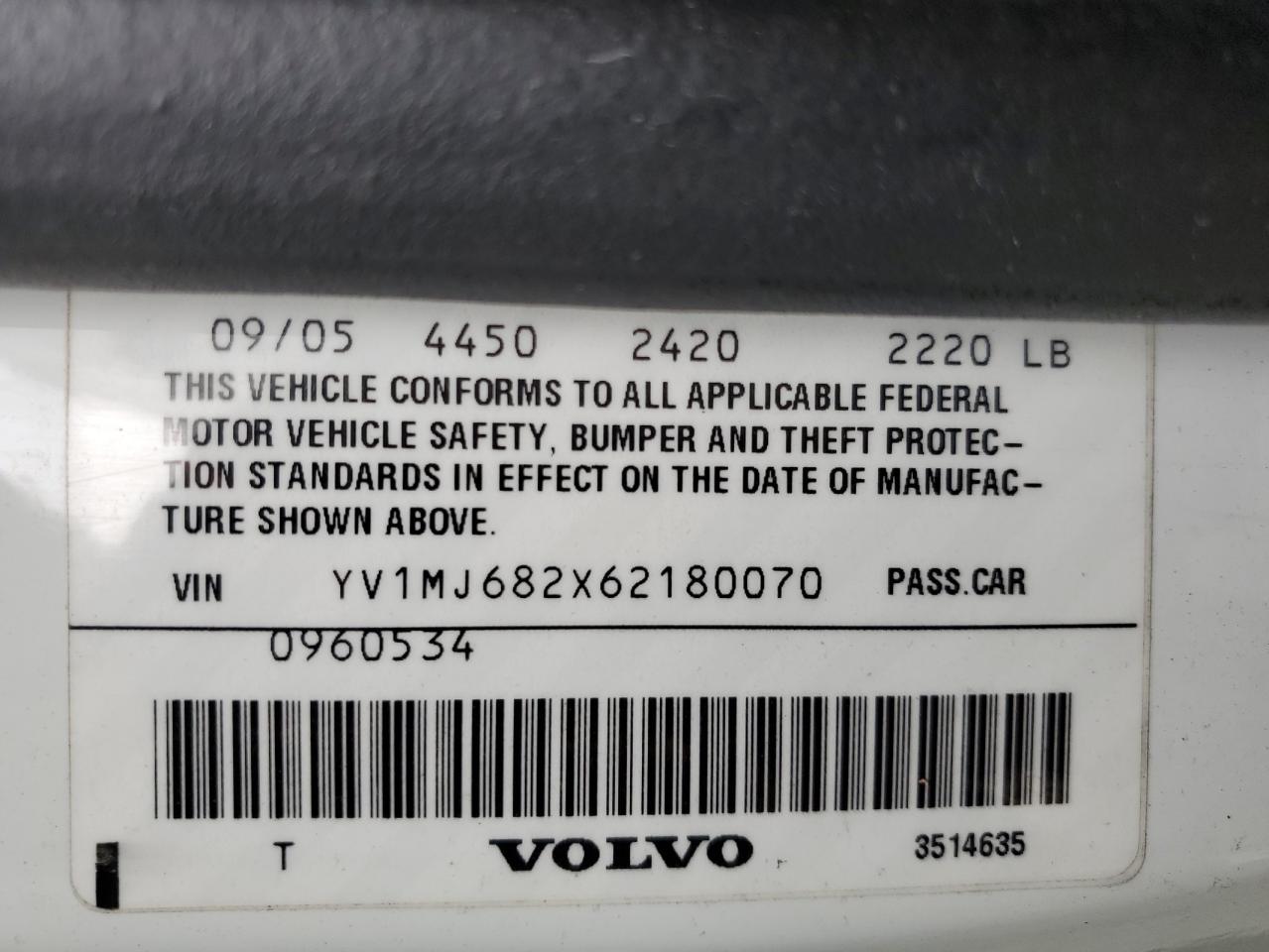 YV1MJ682X62180070 2006 Volvo V50 T5