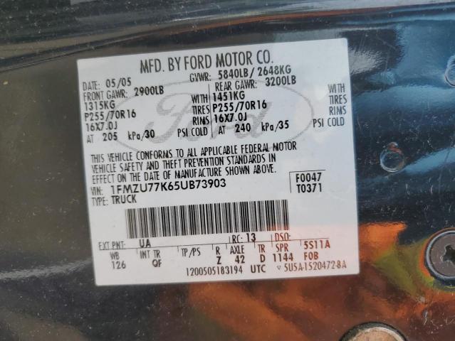 2005 Ford Explorer Sport Trac VIN: 1FMZU77K65UB73903 Lot: 59995194