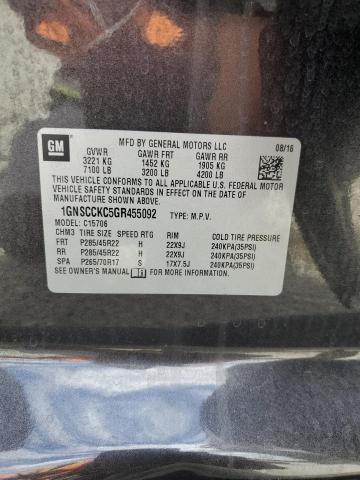 2016 Chevrolet Tahoe C1500 Ltz VIN: 1GNSCCKC5GR455092 Lot: 60397684