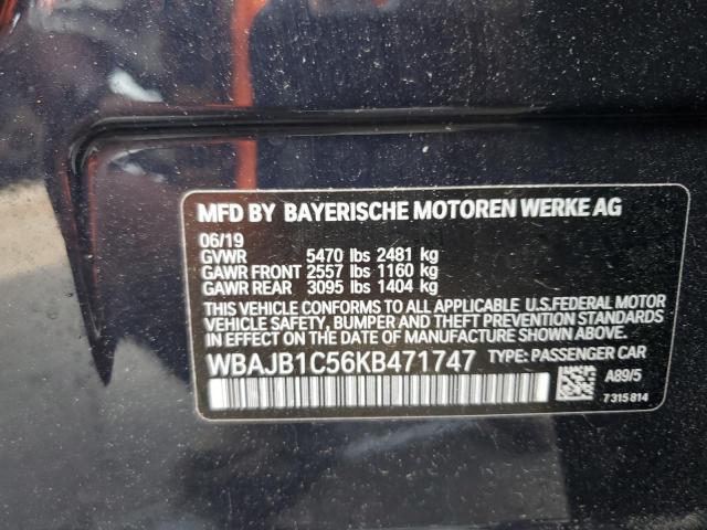 2019 BMW 530Xe VIN: WBAJB1C56KB471747 Lot: 57834954