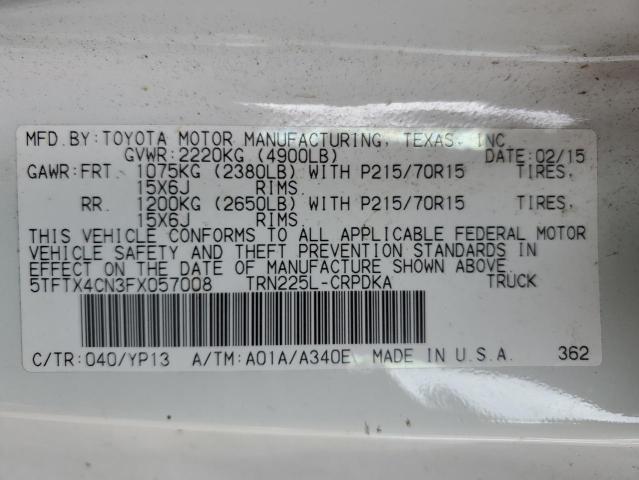 VIN 5TFTX4CN3FX057008 2015 Toyota Tacoma, Access Cab no.12