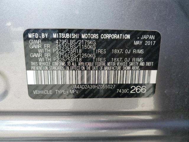 2017 Mitsubishi Outlander Es VIN: JA4AD2A39HZ055027 Lot: 58488984