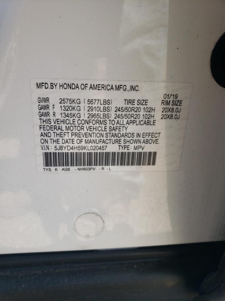 5J8YD4H59KL020457 2019 Acura Mdx Technology