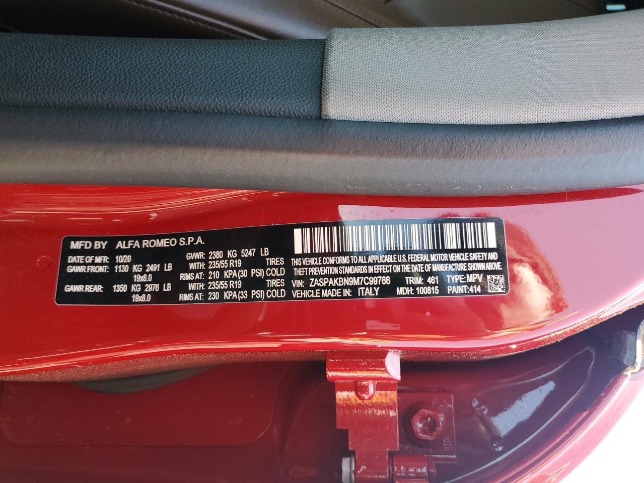 ZASPAKBN9M7C99766 2021 Alfa Romeo Stelvio Ti