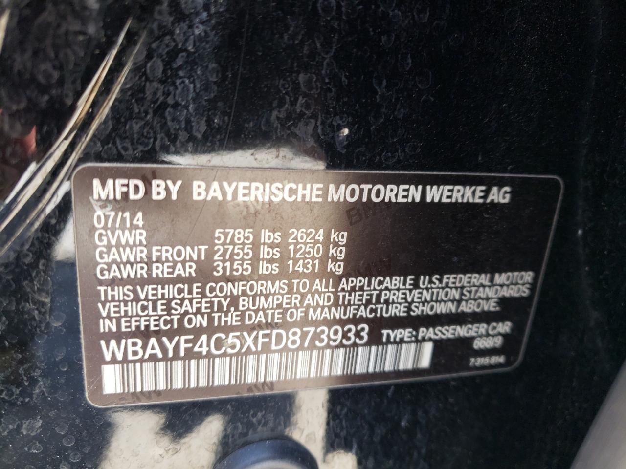 WBAYF4C5XFD873933 2015 BMW 740 Lxi