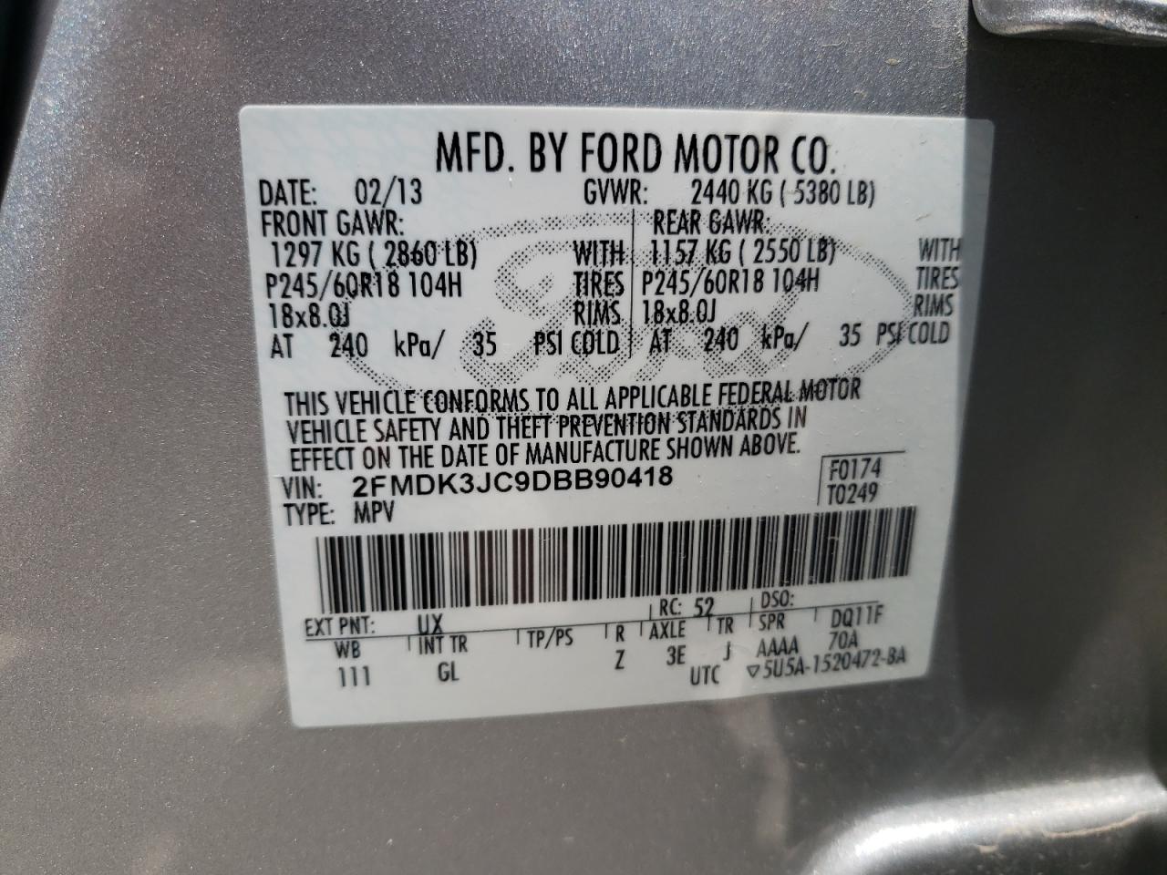 2FMDK3JC9DBB90418 2013 Ford Edge Sel