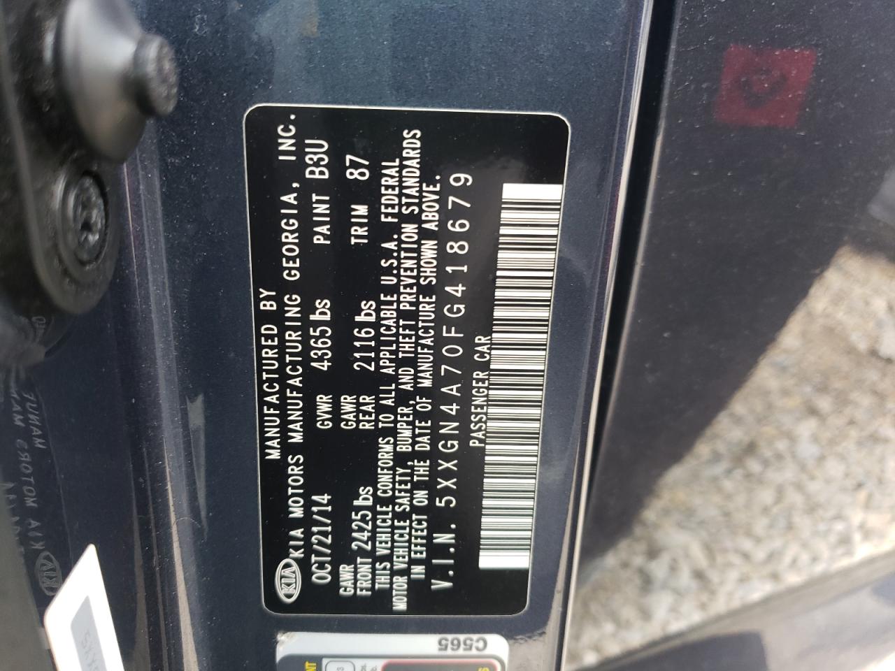 5XXGN4A70FG418679 2015 Kia Optima Ex