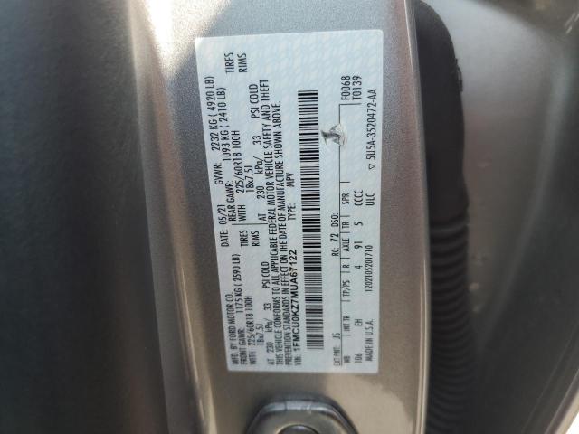 2021 Ford Escape Sel VIN: 1FMCU0KZ7MUA67122 Lot: 59820534