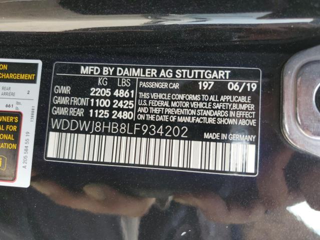 2020 Mercedes-Benz C 63 Amg-S VIN: WDDWJ8HB8LF934202 Lot: 56206574