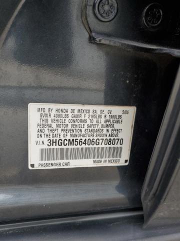 2006 Honda Accord Lx VIN: 3HGCM56406G708070 Lot: 57604024
