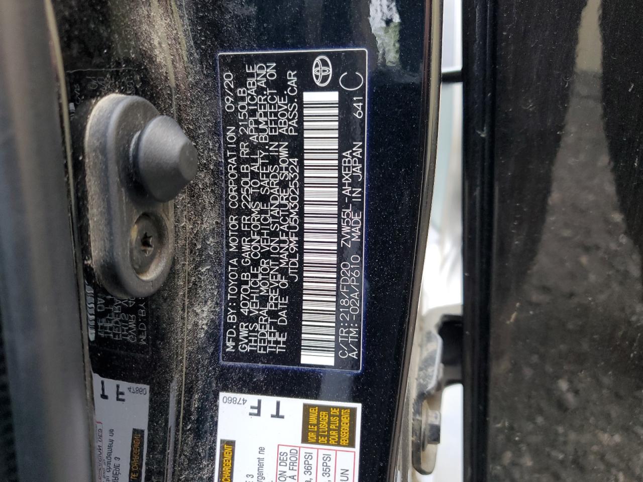 JTDL9MFU5M3025324 2021 Toyota Prius Le