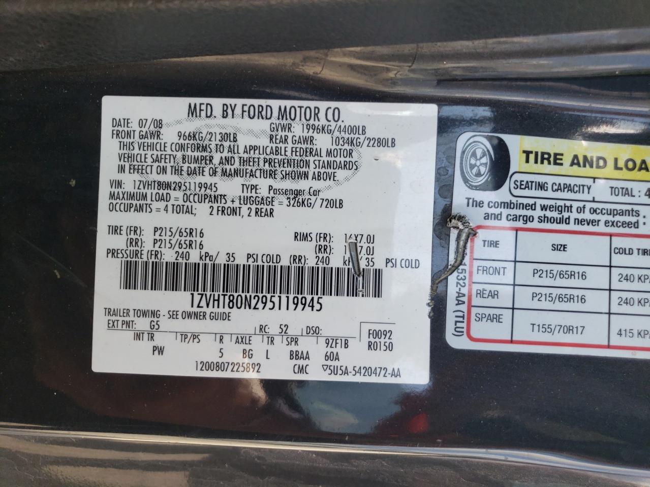 1ZVHT80N295119945 2009 Ford Mustang