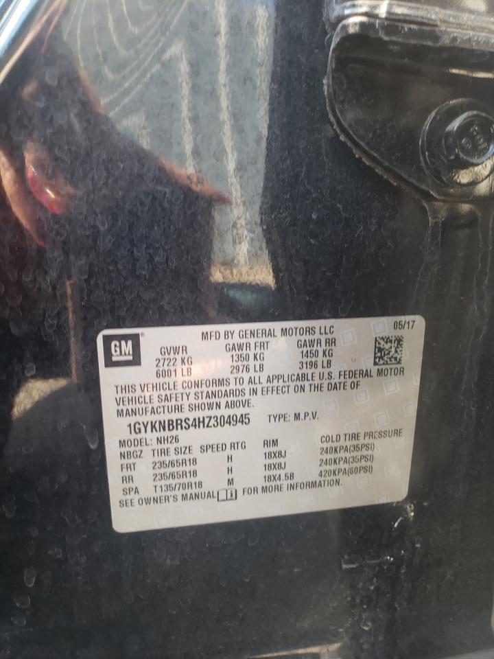 1GYKNBRS4HZ304945 2017 Cadillac Xt5 Luxury