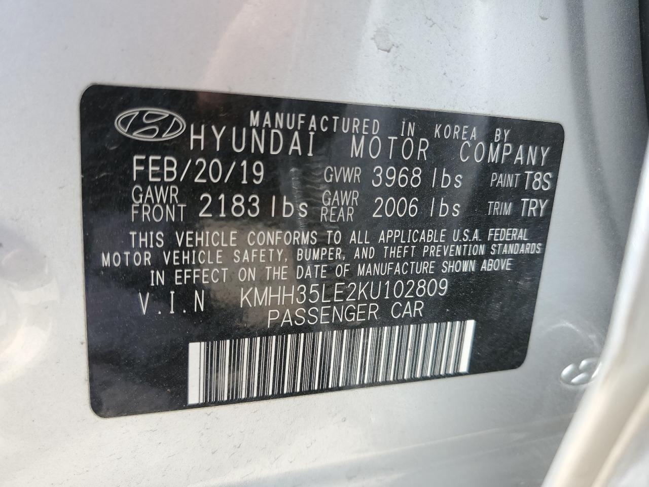 KMHH35LE2KU102809 2019 Hyundai Elantra Gt