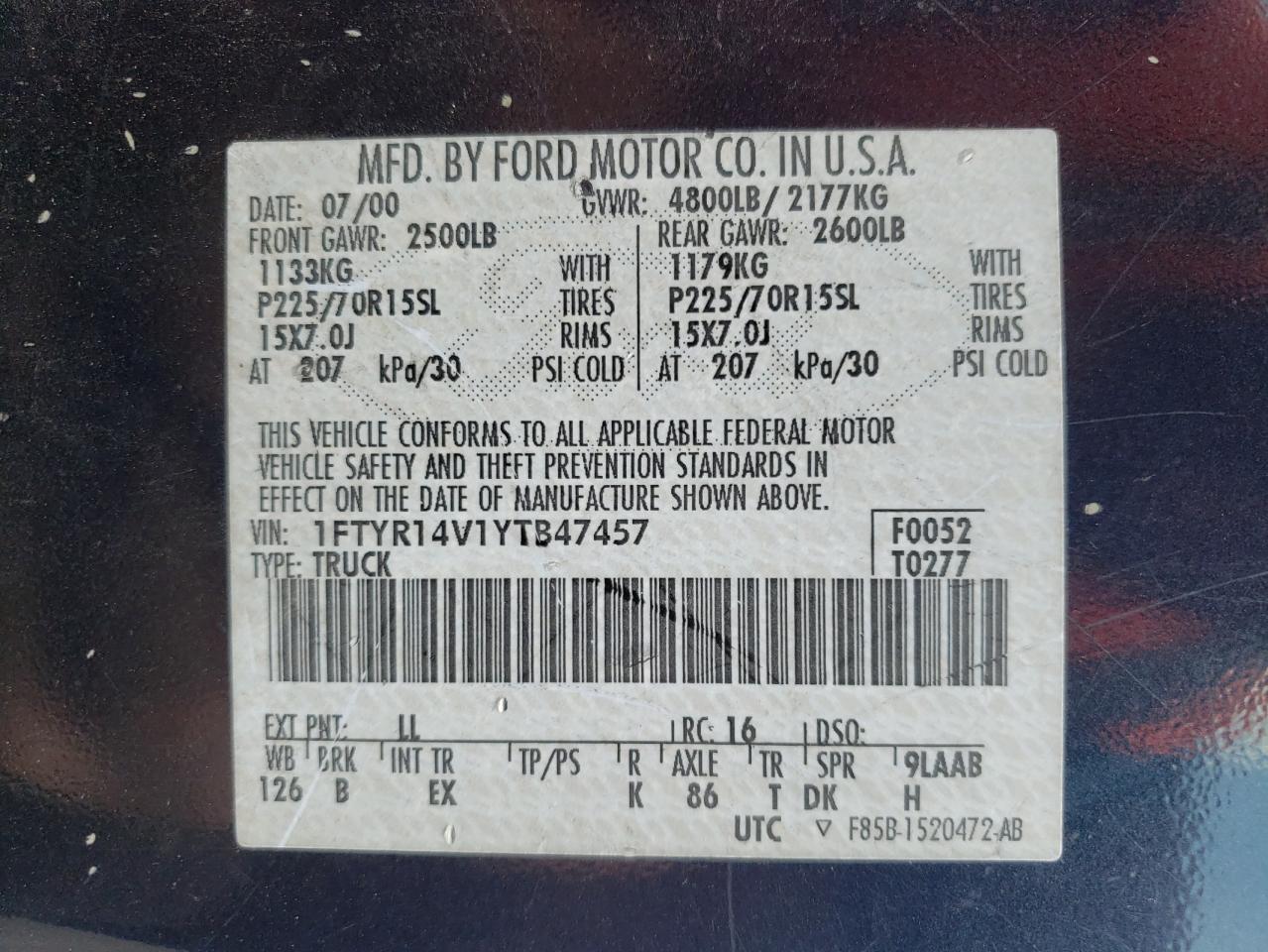 1FTYR14V1YTB47457 2000 Ford Ranger Super Cab