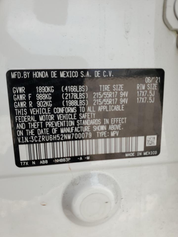 3CZRU6H52NM700079 2022 Honda Hr-V Ex