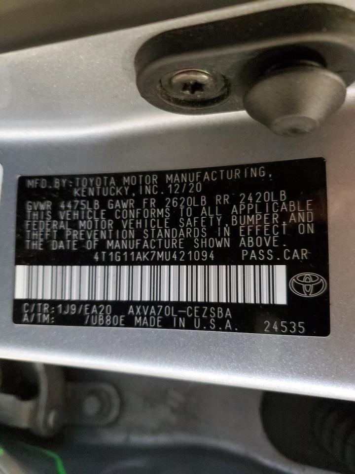 4T1G11AK7MU421094 2021 Toyota Camry Se