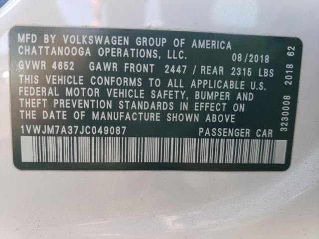 2018 Volkswagen Passat Gt VIN: 1VWJM7A37JC049087 Lot: 56912744
