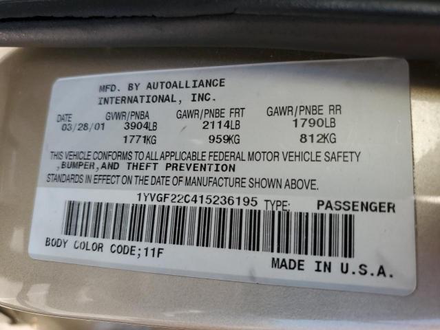 2001 Mazda 626 Es VIN: 1YVGF22C415236195 Lot: 60666414