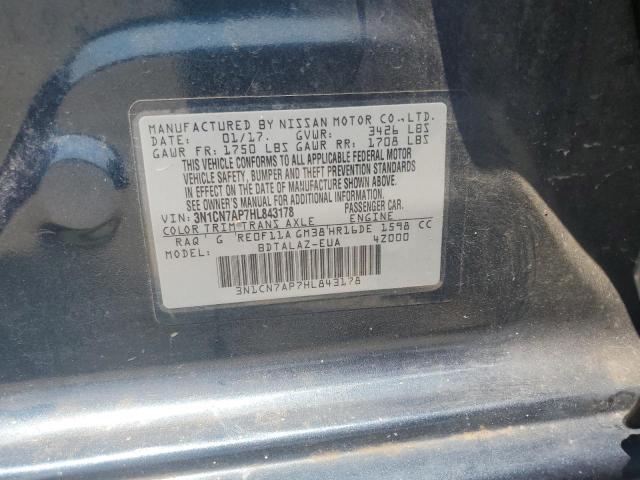 2017 Nissan Versa S VIN: 3N1CN7AP7HL843178 Lot: 57489434