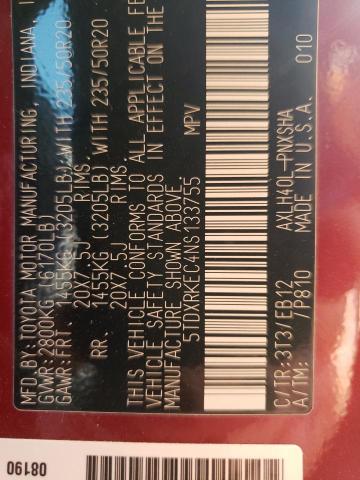 2022 Toyota Sienna Xse VIN: 5TDXRKEC4NS133755 Lot: 58758064