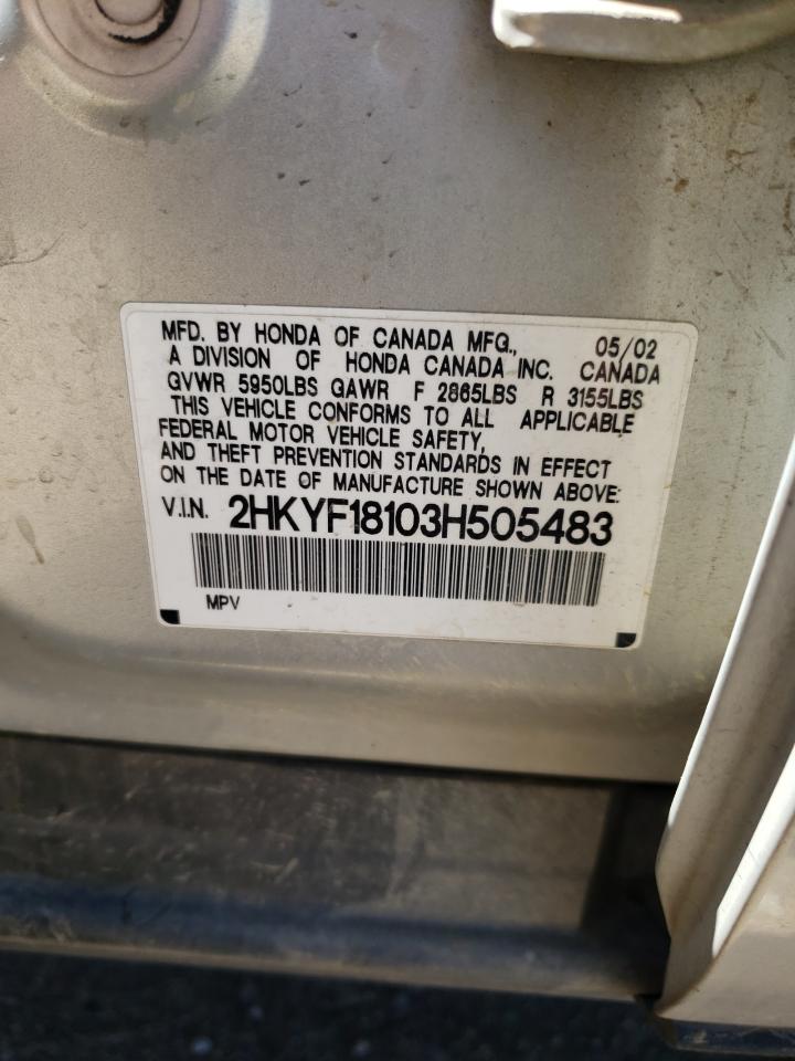 2HKYF18103H505483 2003 Honda Pilot Lx