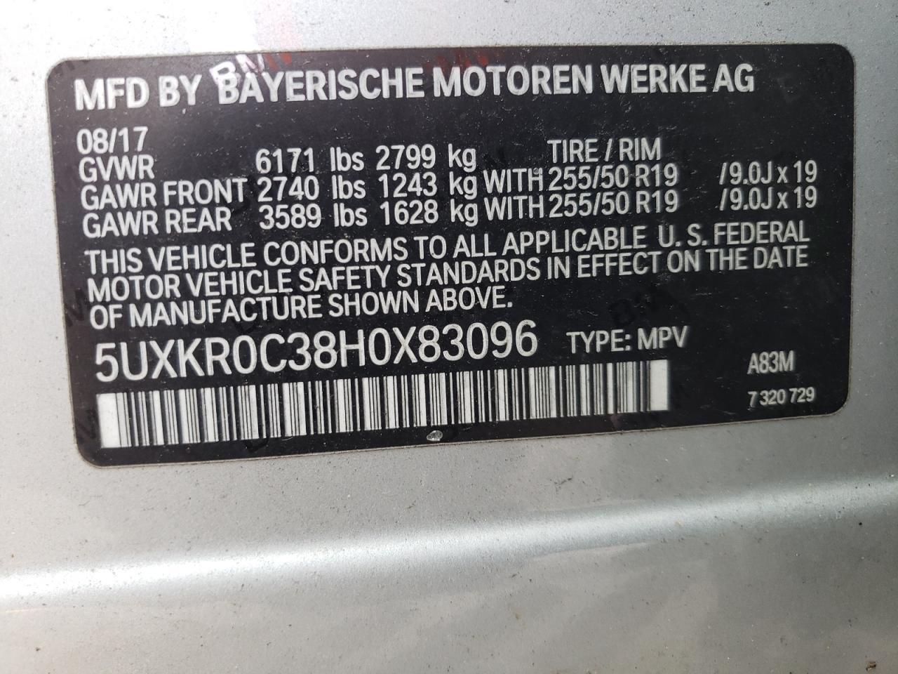 5UXKR0C38H0X83096 2017 BMW X5 xDrive35I