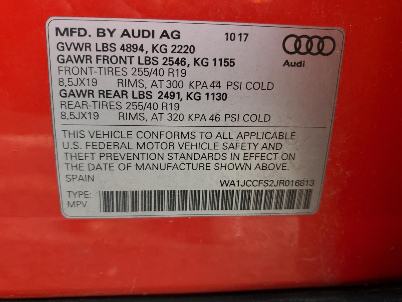 WA1JCCFS2JR016813 2018 Audi Q3 Premium Plus