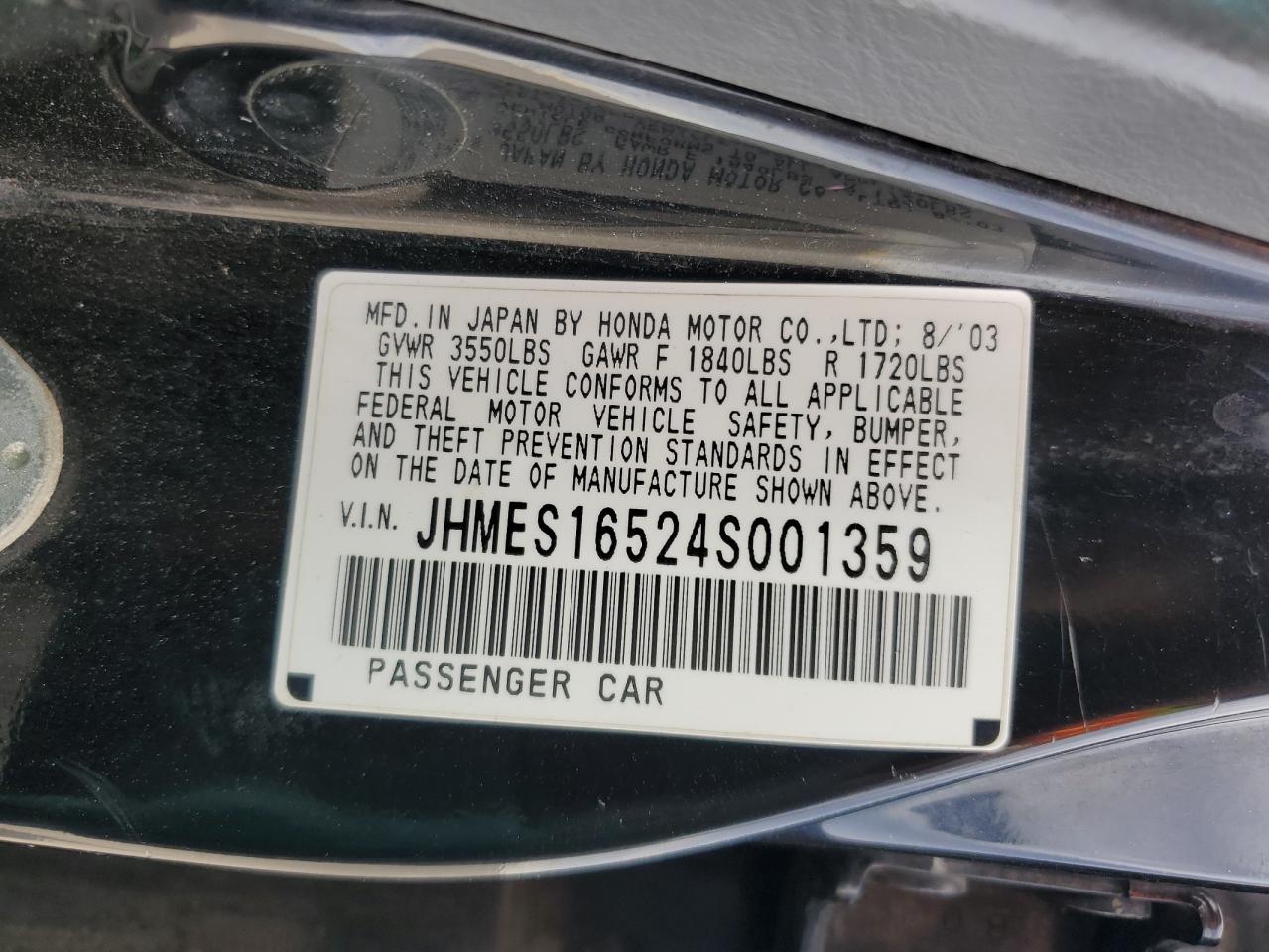 JHMES16524S001359 2004 Honda Civic Lx