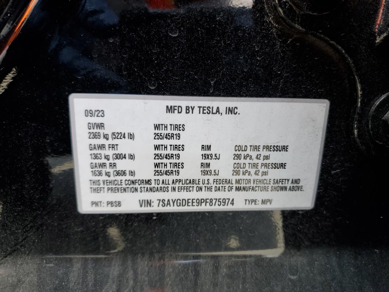 7SAYGDEE9PF875974 2023 Tesla Model Y