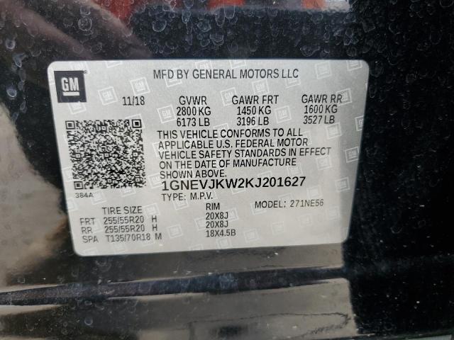 2019 Chevrolet Traverse High Country VIN: 1GNEVJKW2KJ201627 Lot: 58794184