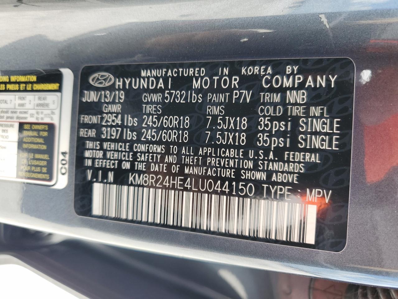 KM8R24HE4LU044150 2020 Hyundai Palisade Sel