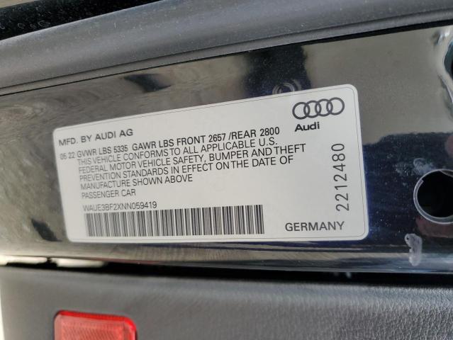 2022 Audi A6 Premium Plus VIN: WAUE3BF2XNN059419 Lot: 59669944