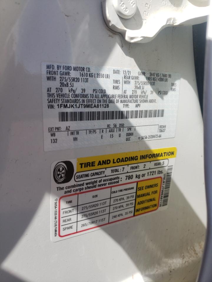 1FMJK1JT9MEA81128 2021 Ford Expedition Max Xlt