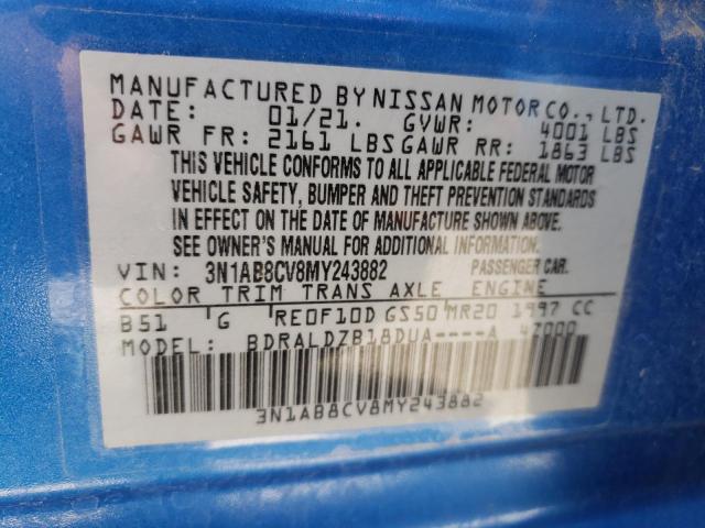 2021 NISSAN SENTRA SV - 3N1AB8CV8MY243882
