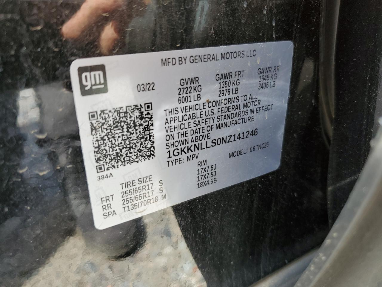 1GKKNLLS0NZ141246 2022 GMC Acadia At4