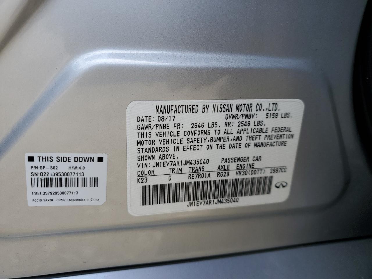 JN1EV7AR1JM435040 2018 Infiniti Q50 Luxe