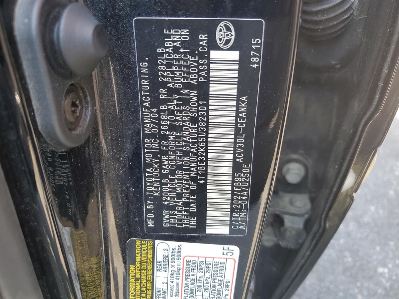 4T1BE32K65U382301 2005 Toyota Camry Le