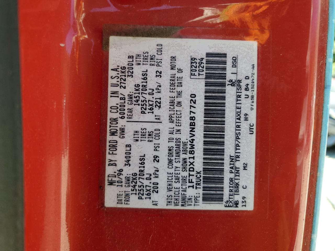 1FTDX18W4VNB87720 1997 Ford F150