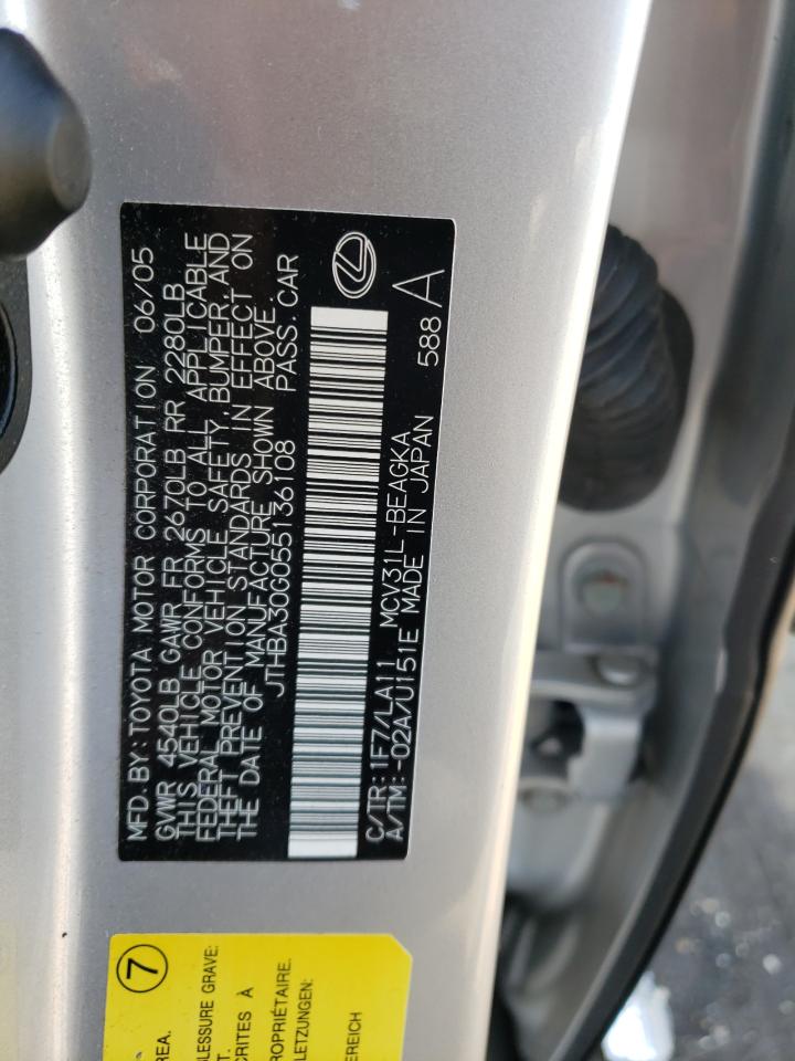 JTHBA30G055136108 2005 Lexus Es 330