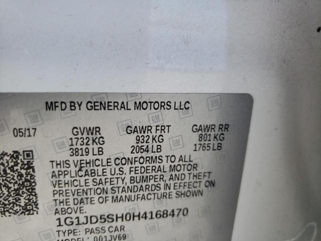 2017 CHEVROLET SONIC LT - 1G1JD5SH0H4168470