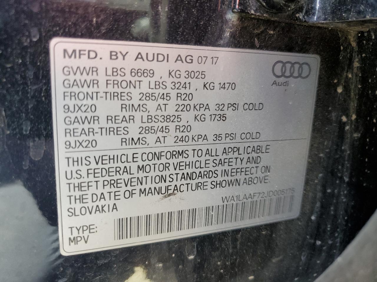 WA1LAAF72JD005175 2018 Audi Q7 Premium Plus