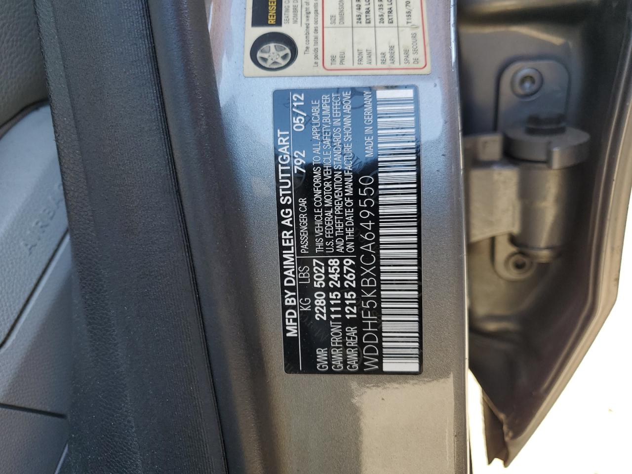 WDDHF5KBXCA649550 2012 Mercedes-Benz E 350